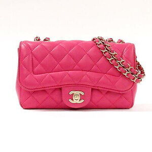 Chanel Matelasse Double Chain Bag Fuchsia Pink Lambskin Flap Quilting